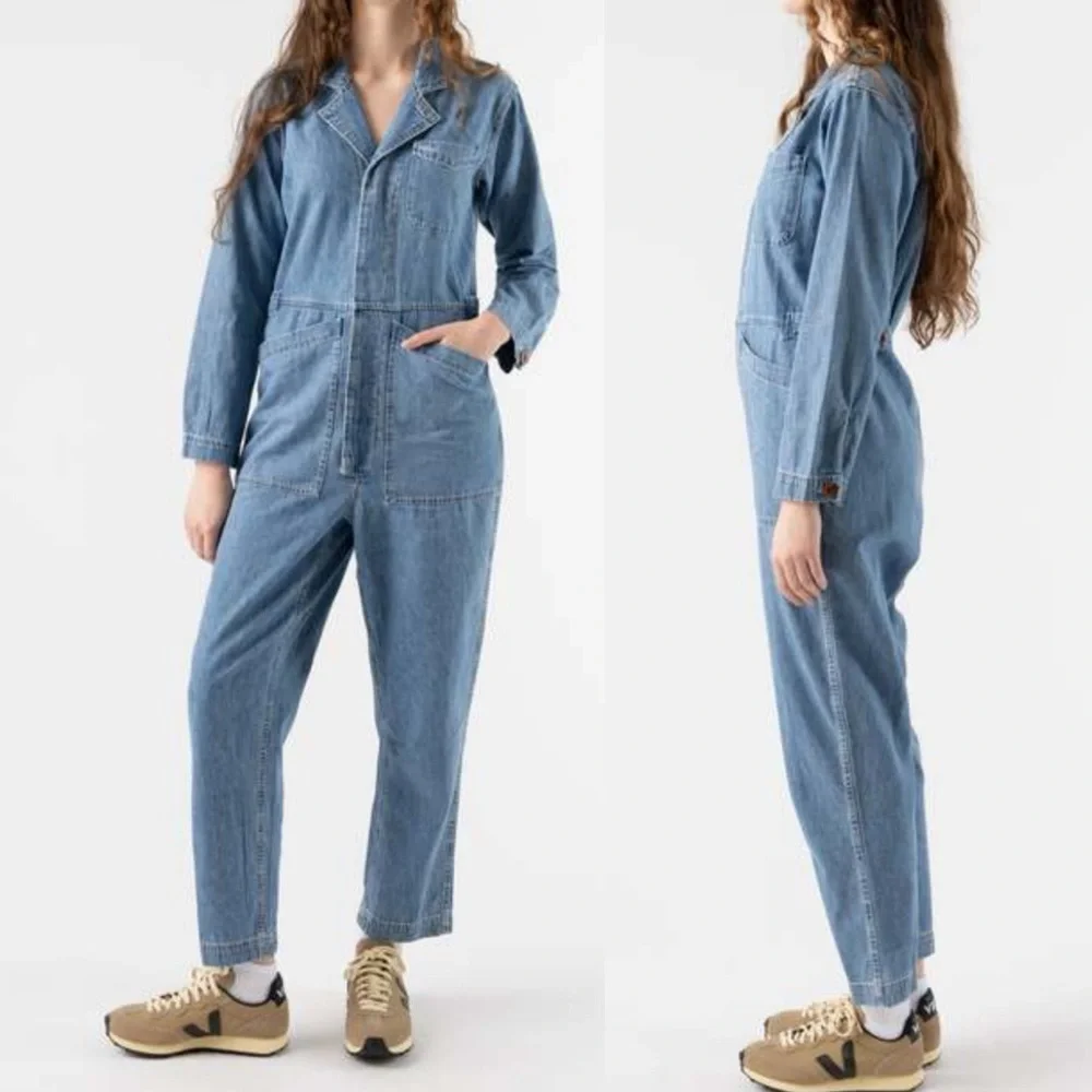 Alex Mill Standard Denim Jumpsuit Boiler Suit Coveralls Blue Utility Cotton - Picture 11 of 16